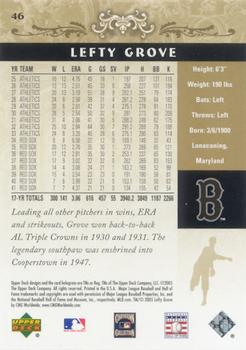 2005 Upper Deck Hall of Fame #46 Lefty Grove Back