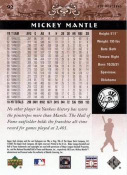 2005 Upper Deck Hall of Fame #92 Mickey Mantle Back