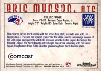 2010 Grandstand Arkansas Travelers #NNO Eric Munson Back