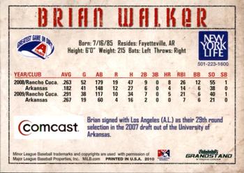 2010 Grandstand Arkansas Travelers #NNO Brian Walker Back