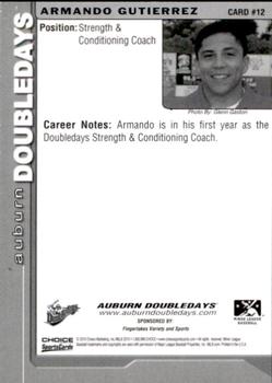 2010 Choice Auburn Doubledays #12 Armando Gutierrez Back