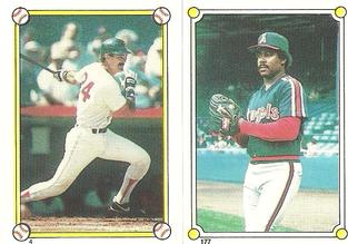 1987 Topps Stickers Hard Back Test Issue #4 / 177 Dwight Evans / Donnie Moore Front