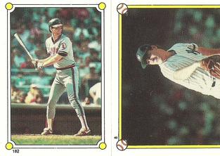 1987 Topps Stickers Hard Back Test Issue #8 / 182 Dave Righetti / Doug DeCinces Front