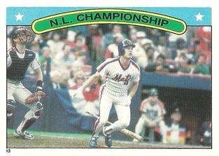 1987 Topps Stickers Hard Back Test Issue #13 N.L. Championship Series Front