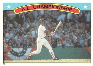 1987 Topps Stickers Hard Back Test Issue #17 A.L. Championship Series Front