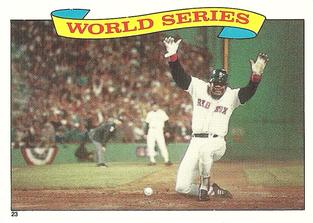 1987 Topps Stickers Hard Back Test Issue #23 1986 World Series Front