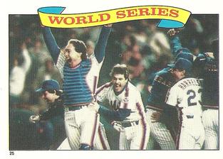 1987 Topps Stickers Hard Back Test Issue #25 1986 World Series Front