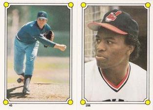 1987 Topps Stickers Hard Back Test Issue #45 / 206 David Palmer / Mel Hall Front