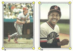 1987 Topps Stickers Hard Back Test Issue #49 / 210 Tom Herr / Julio Franco Front