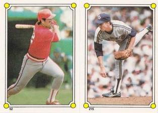 1987 Topps Stickers Hard Back Test Issue #52 / 215 Jack Clark / Mike Moore Front