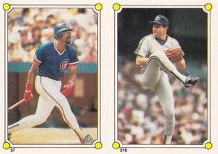 1987 Topps Stickers Hard Back Test Issue #57 / 218 Leon Durham / Matt Young Front