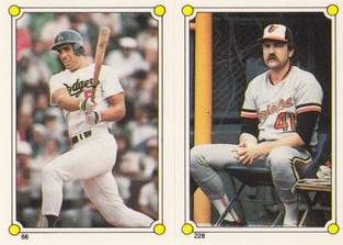 1987 Topps Stickers Hard Back Test Issue #66 / 228 Mike Marshall / Don Aase Front