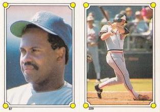 1987 Topps Stickers Hard Back Test Issue #67 / 229 Bill Madlock / Larry Sheets Front
