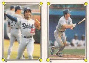 1987 Topps Stickers Hard Back Test Issue #74 / 237 Mariano Duncan / Scott Fletcher Front