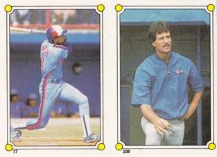 1987 Topps Stickers Hard Back Test Issue #77 / 238 Andre Dawson / Greg Harris Front