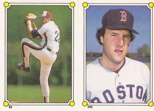 1987 Topps Stickers Hard Back Test Issue #83 / 245 Bryn Smith / Bob Stanley Front