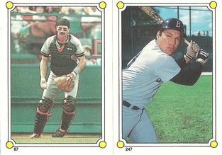 1987 Topps Stickers Hard Back Test Issue #87 / 247 Bob Brenly / Rich Gedman Front