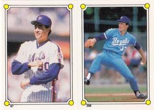 1987 Topps Stickers Hard Back Test Issue #97 / 258 Sid Fernandez / Charlie Leibrandt Front
