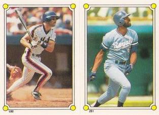 1987 Topps Stickers Hard Back Test Issue #100 / 261 Wally Backman / Willie Wilson Front