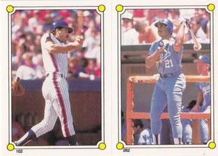 1987 Topps Stickers Hard Back Test Issue #102 / 262 Keith Hernandez / Lonnie Smith Front