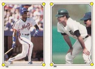 1987 Topps Stickers Hard Back Test Issue #103 / 265 Darryl Strawberry / Johnny Grubb Front