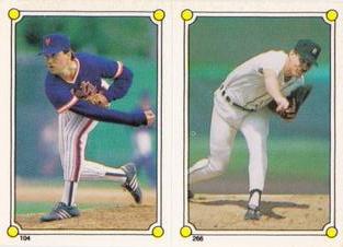 1987 Topps Stickers Hard Back Test Issue #104 / 266 Roger McDowell / Jack Morris Front