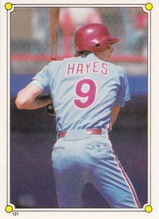 1987 Topps Stickers Hard Back Test Issue #121 Von Hayes Front