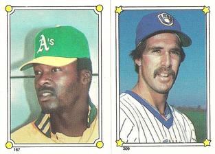 1987 Topps Stickers Hard Back Test Issue #167 / 309 Dave Stewart / Dale Sveum Front