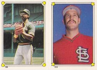 1987 Topps Stickers Hard Back Test Issue #168 / 310 Mike Davis / Todd Worrell Front