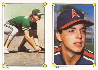 1987 Topps Stickers Hard Back Test Issue #171 / 313 Carney Lansford / Wally Joyner Front