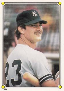 1987 Topps Stickers Hard Back Test Issue #294 Don Mattingly Front