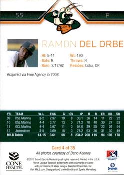 2013 Brandt Greensboro Grasshoppers #4 Ramon Del Orbe Back