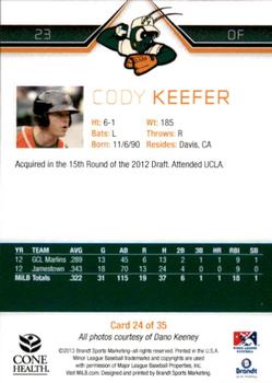 2013 Brandt Greensboro Grasshoppers #24 Cody Keefer Back
