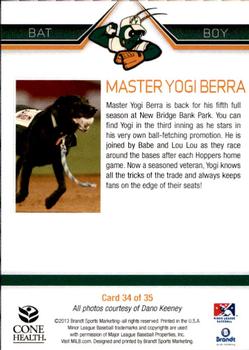 2013 Brandt Greensboro Grasshoppers #34 Master Yogi Berra Back