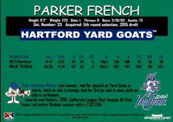 2018 Grandstand Hartford Yard Goats #NNO Parker French Back