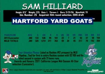 2018 Grandstand Hartford Yard Goats #NNO Sam Hilliard Back