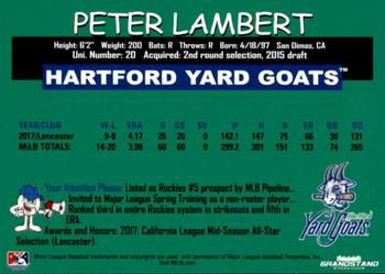 2018 Grandstand Hartford Yard Goats #NNO Peter Lambert Back