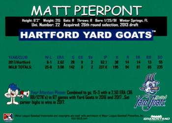 2018 Grandstand Hartford Yard Goats #NNO Matt Pierpont Back