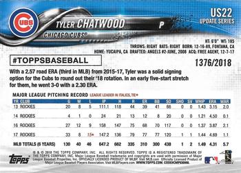 2018 Topps Update - Gold #US22 Tyler Chatwood Back