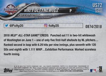 2018 Topps Update - Gold #US72 Mike Foltynewicz Back