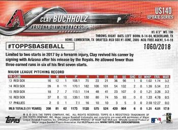 2018 Topps Update - Gold #US140 Clay Buchholz Back