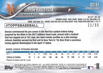 2018 Topps Update - Vintage Stock #US181 Gerson Bautista Back