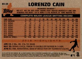 2018 Topps Update - 1983 Topps Baseball 35th Anniversary #83-25 Lorenzo Cain Back