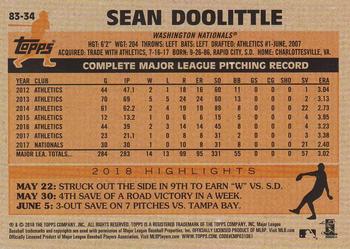 2018 Topps Update - 1983 Topps Baseball 35th Anniversary #83-34 Sean Doolittle Back