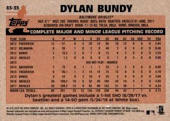 2018 Topps Update - 1983 Topps Baseball 35th Anniversary #83-35 Dylan Bundy Back