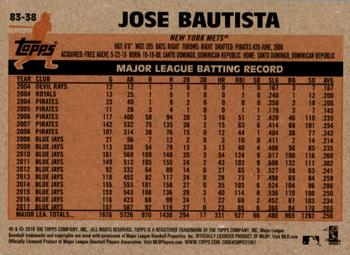 2018 Topps Update - 1983 Topps Baseball 35th Anniversary #83-38 Jose Bautista Back
