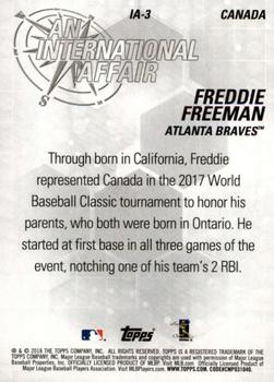 2018 Topps Update - An International Affair #IA-3 Freddie Freeman Back