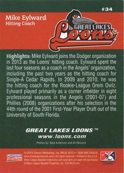 2013 Choice Great Lakes Loons #34 Mike Eylward Back
