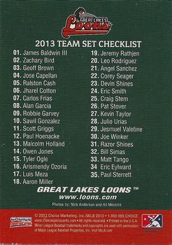 2013 Choice Great Lakes Loons #NNO Checklist Back
