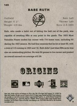 2005 UD Origins #149 Babe Ruth Back